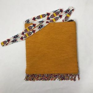 Y&S Mustard Silk Beaded Shoulder Bag